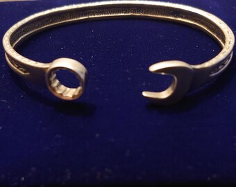 Pirantin Spanner Wrench Bangle Bracelet - Polished Metal, Adjustable, Stamped EST 2010 Anniversary Gift - View #4