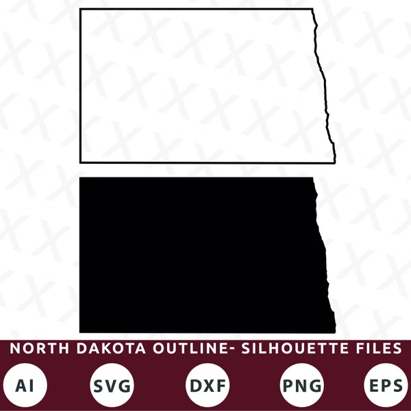 North Dakota Outline SVG Files | North Dakota Silhouette SVG Files | North Dakota Cut File | American States SVG | North Dakota Map Clip Art