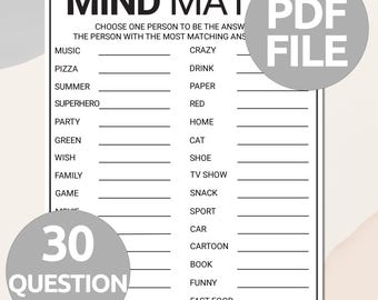 Mind Match Game | Printable Finish The Phrase Game | Guessing Games | Fun Icebreaker Party Games | Team Building Games | Staff Meeting Games