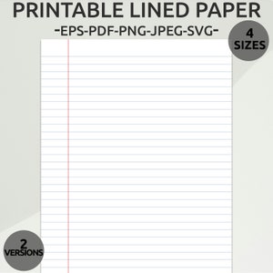 Carta a righe stampabile / Carta per quaderni a righe / Quaderno a righe / Carta scolastica PDF / Carta a linee SVG / clipart di carta a righe / Carta per insegnanti di linea