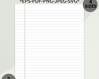 Printable Lined Paper | Ruled Notebook Paper | Lined Notebook | School Paper PDF | Line Paper SVG | lined paper clipart | Line Teacher Paper