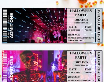 Bewerkbare uitnodiging voor Halloween-ticket | Ticket Halloweenfeest | Halloween-tickets | Halloween-uitnodigingen | Bewerkbare uitnodiging voor Halloween-feest