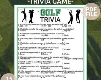Golf Trivia Game | Golf Team Party Game | Printable Golf Party Game | Printable Sports Trivia | Printable Golf Activity | Golf Birthday Game
