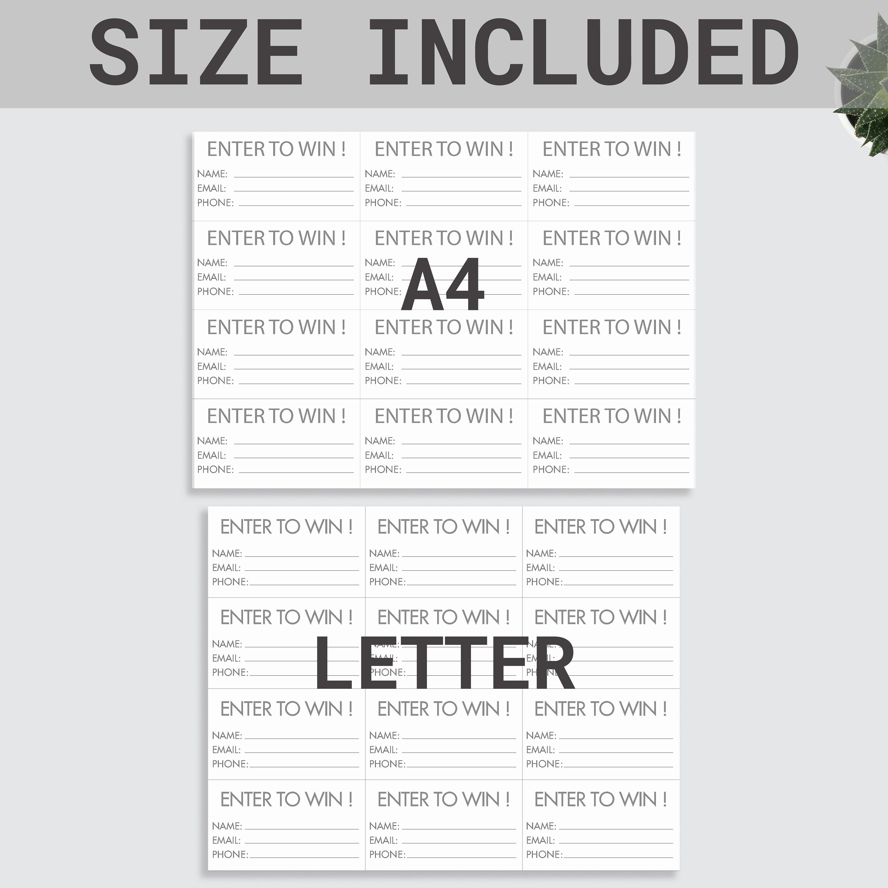 Win Raffle Tickets Printable Raffle Tickets | Enter to Win Tickets | Enter to Win ...
