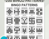 Editable 200 Bingo Patterns | Printable Fun Bingo Party Game | Editable Bingo Winning Patterns | Bingo Alphabet, Numbers, Signs, Shapes