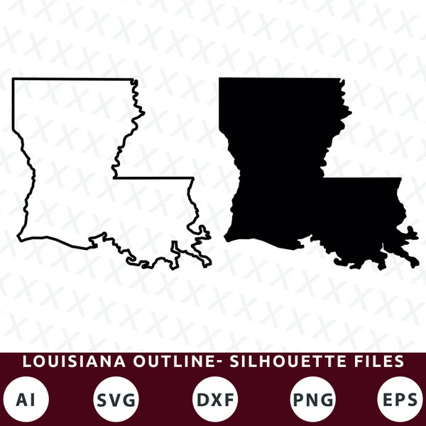 Louisiana Umriss SVG-Dateien | Louisiana Silhouette SVG-Dateien | Louisiana Cut Dateien | Amerikanische Staaten Vektordateien | Louisiana Karte, Clip Art