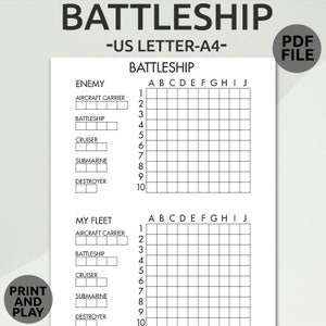 Printable Battleship Game | Battleship Game | Battleship Board Game | Paper Battleship Games | Road Trip Games | School and Classroom Game