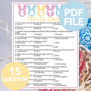 Easter Trivia Game | Printable Easter Party Game | Easter Trivia Party Game | Adult Trivia Game | Teen Easter Game | Easter Classroom Game