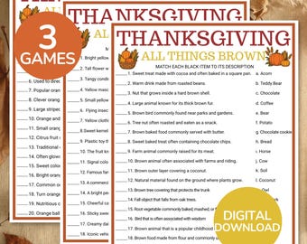 Thanksgiving All Things Orange Game | Yellow And Brown Color Challenge | Printable Fun Thanksgiving Party Game | Thanksgiving Scavenger Hunt