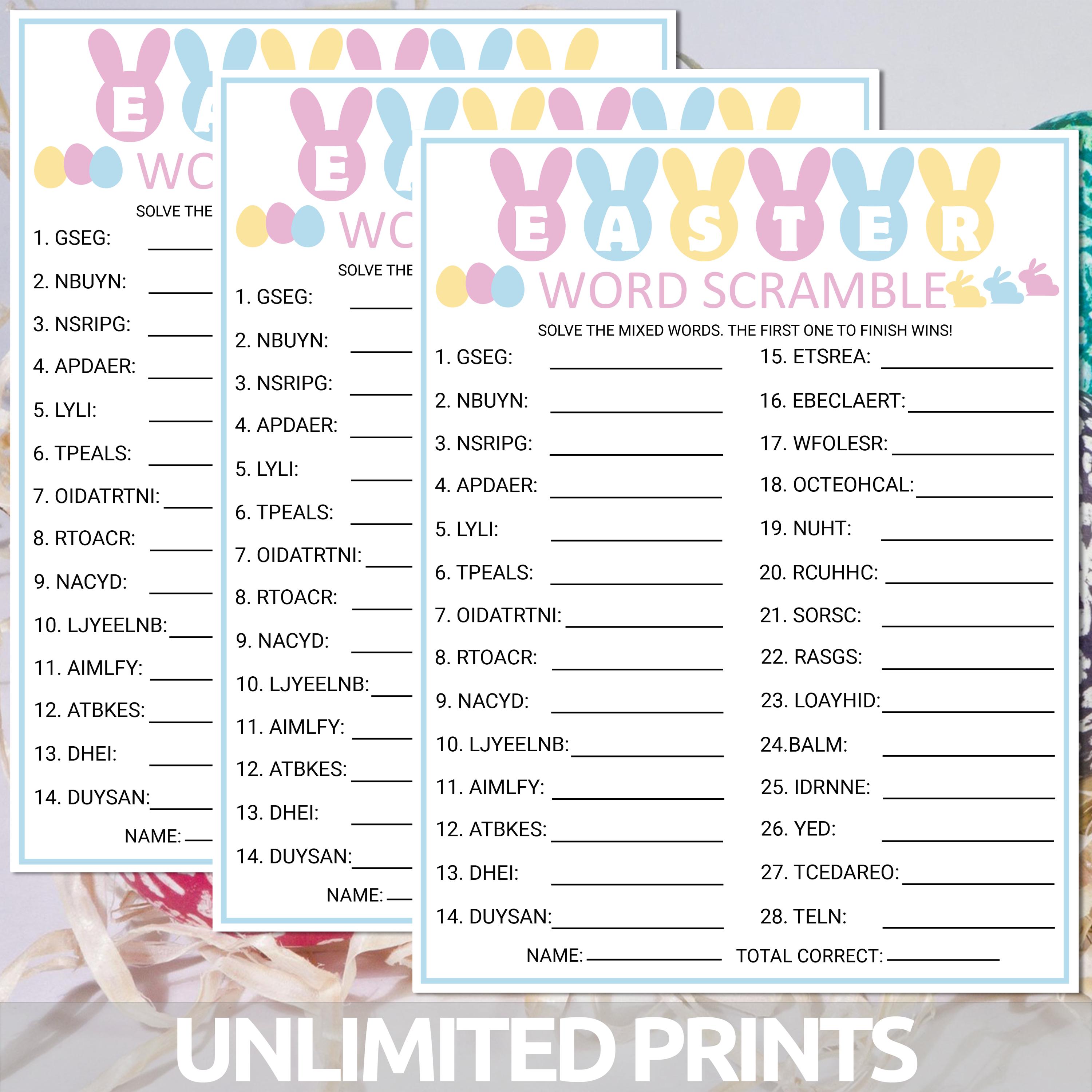 Easter Word Scramble Game | Printable Easter Games | Fun Easter ...