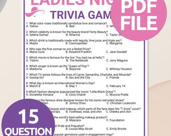 Ladies Night Trivia Game | Printable Ladies Night Group Game | Fun Women’s Party Game | Ladies Night Game | Girls Night Out Trivia Activity