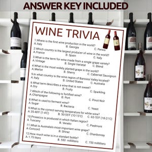 Wine Trivia Game | Printable Wine Trivia Quiz | Wine Party Trivia Game ...