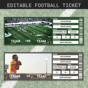 Fussball Ticket Geschenk | Fussball Tickets | Fussball Geburtstagskarte | Druckbare Fußball-Eintrittskarten | Überraschungsgeschenk | Fußball Spiel Karten Geschenk