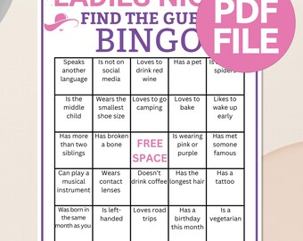 Ladies Night Find the Guest Game | Printable Ladies Night Game | Ladies Night Bingo Game | Girls Night Out Game | Ladies Night Group Games
