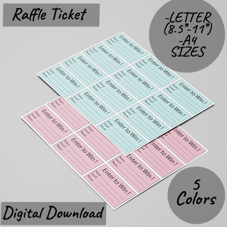 Printable Raffle Tickets | Enter to Win Tickets | Enter to Win ...