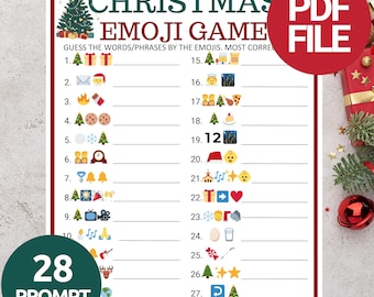 Juegos de emojis navideños / Juego de Pictionary con emojis navideños / Juegos divertidos de Navidad / Juego imprimible para fiestas navideñas / Actividad navideña familiar