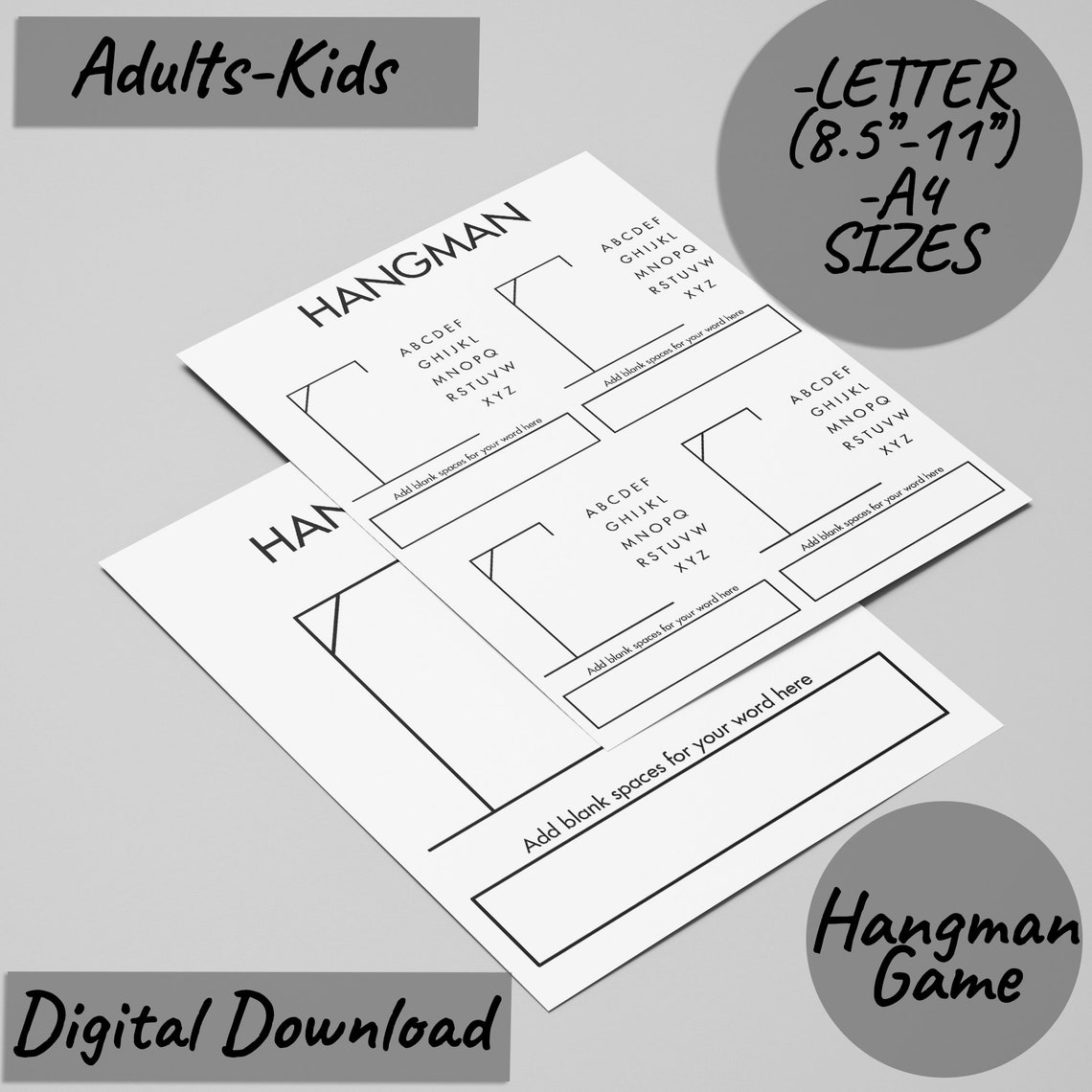 Hangman Printable Game Hangman Page Guess the Word Road Trip Games Road ...