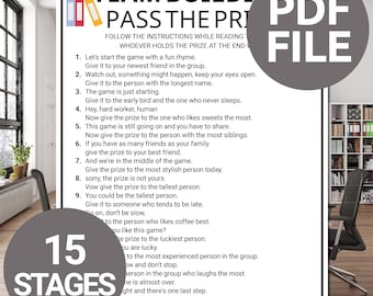 Team Building Games | Team Building Pass the Prize Game | Office Team Building Game | Coworker Game | Printable Happy Hour Office Party Game