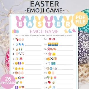 Ostern Emoji Bildspiel | Ostern Emoji Spiel | Druckbare Ostern Party Wortspiel | Osteraktivität | Ostern Party Spiel für Kinder, Erwachsene