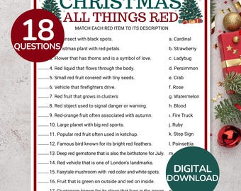 Christmas All Things Red Game | Christmas Party Game | Printable Holiday Activity | Christmas Office Game | Christmas Game for Kids & Adults