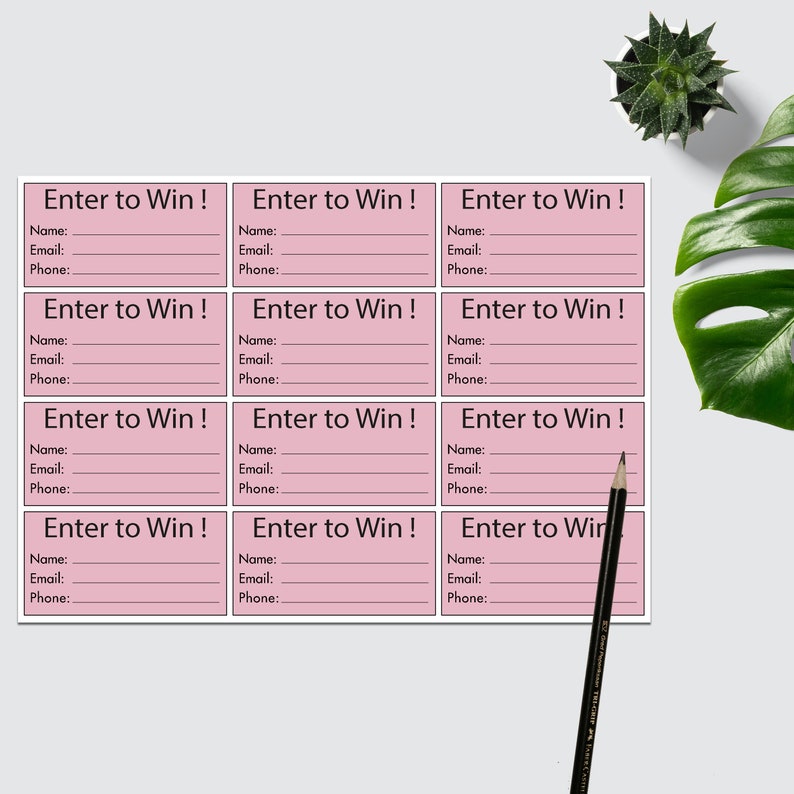 Printable Raffle Tickets | Enter to Win Tickets | Enter to Win ...