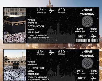 Hajj Boarding Pass | Editable Umrah Mubarak Boarding Pass | Editable Umrah Mubarak Boarding Pass | Makkah Umrah Gift | Islamic Travel Ticket