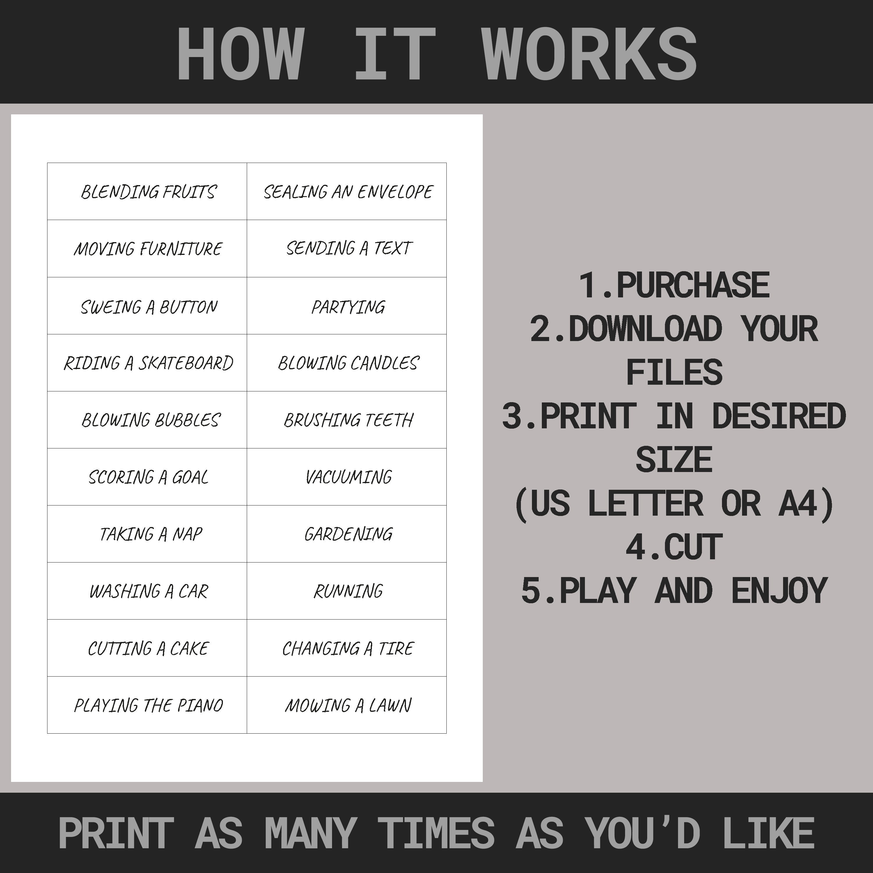 Printable Charades Game Family Charades Game Printable Charades for ...