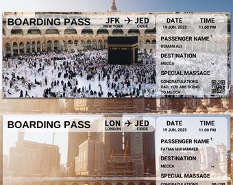 Hajj Boarding Pass | Editable Umrah Mubarak Boarding Pass | Editable Umrah Mubarak Boarding Pass | Makkah Umrah Gift | Islamic Travel Ticket