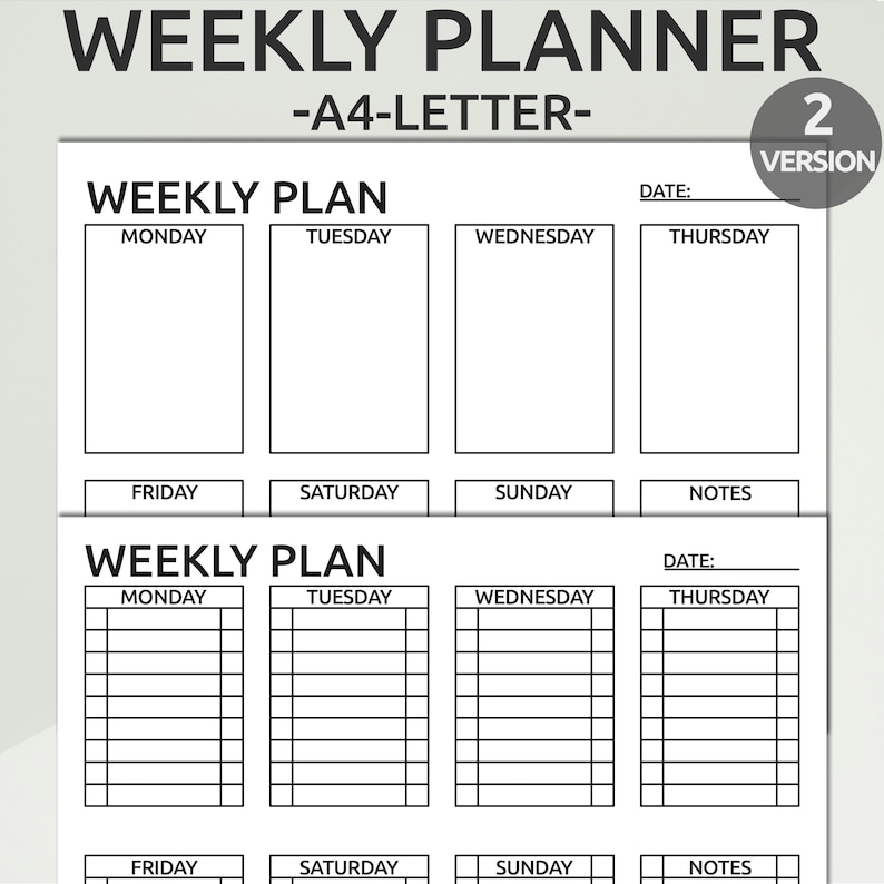 Weekly Schedule Template | Weekly Planner Printable | Weekly Planner ...