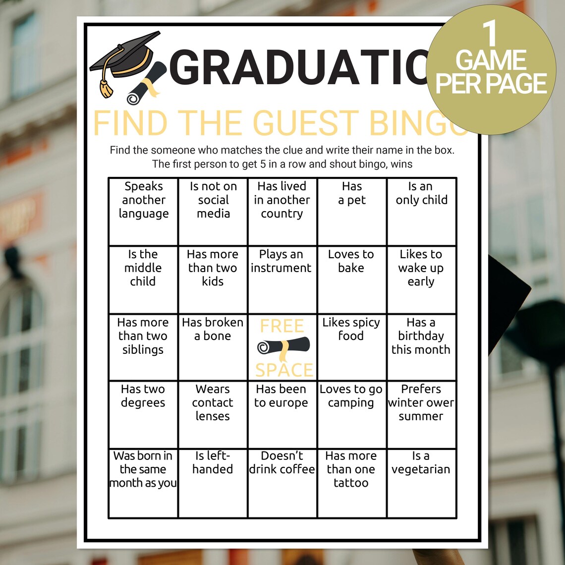 Graduate Mix and Mingle Bingo | Graduation Find the Guest Bingo ...