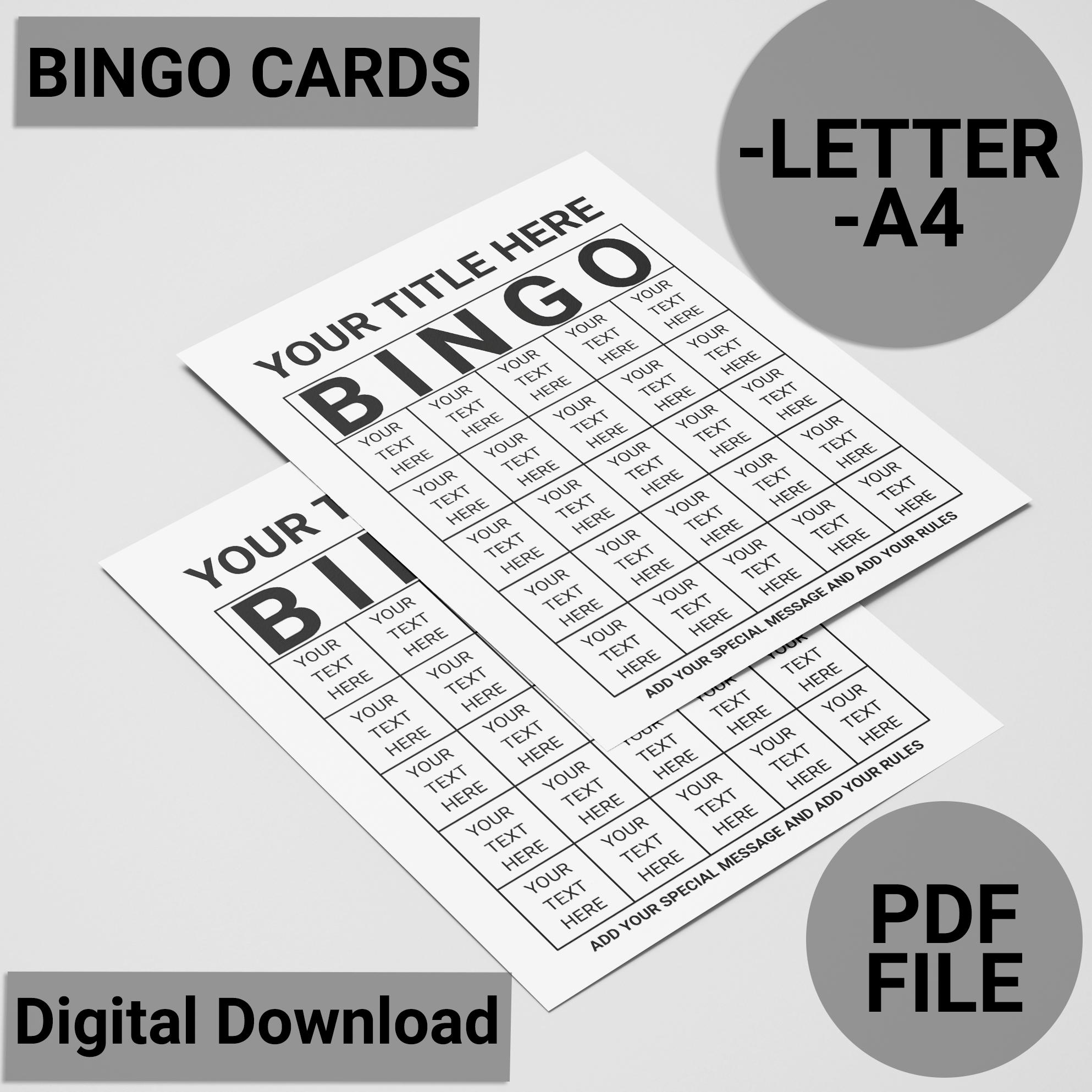Editable Bingo Card | Customizable Bingo Game | Editable Party Bingo ...