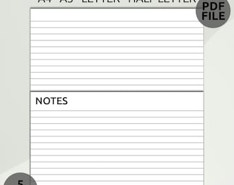 Printable Notes Page | Notes Template | Note Taking | Writing Paper | Lined Notes Template | Student Notes Page | Notebook Journal Sheets