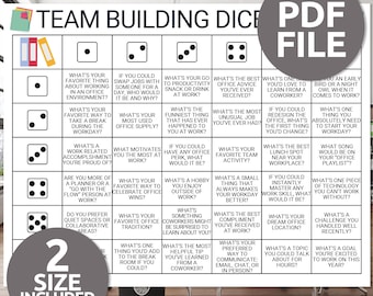 Team Building Eisbrecher Würfelspiel | Lerne Dich kennen Würfelspiel | Printable Dice Roll Table Talk Aktivität | Team Building Party-Spiel für die Arbeit