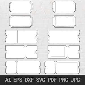 Ticket SVG | Ticket Vorlage zwar | Leere Ereignis-Karte | Gutschein schnittdatei | Benutzerdefiniertes Ticket-Bundle | Kino Karte | Konzertkarte svg