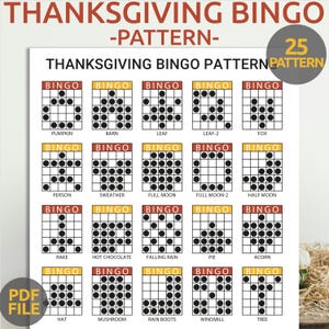 Wzory na Bingo na Święto Dziękczynienia | Gra na imprezę Bingo na Święto Dziękczynienia do wydrukowania | 25 wzorów na Bingo na Święto Dziękczynienia | Karta na Bingo na Święto Dziękczynienia | Bingo jesienne