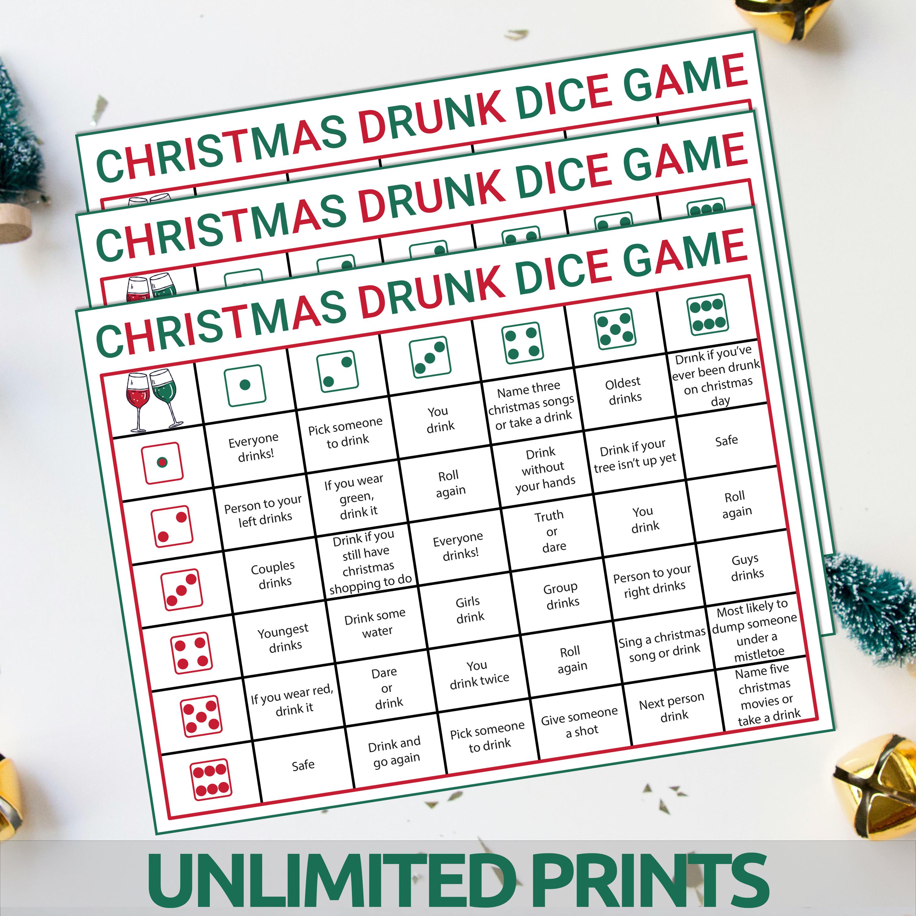 Drunk Dice Christmas Drinking Game Christmas Party Game Christmas — free download