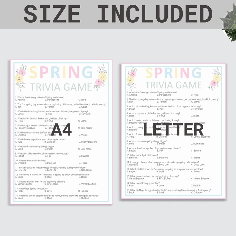 Spring Trivia Game | Spring Party Game | Printable Spring Game | Fun ...