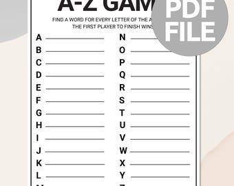 A to Z Game | Printable A-Z Word Race Game | Word Game | Alphabet Challenge | Team Building Party Game | Icebreaker Game for Kids and Adults