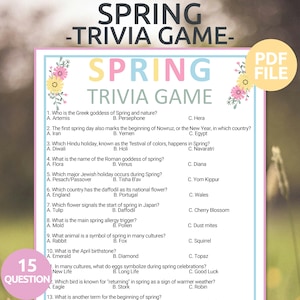 Spring Trivia Game | Spring Party Game | Printable Spring Game | Fun Spring Game | Spring Party Trivia Game | Spring Game for Adults, Kids