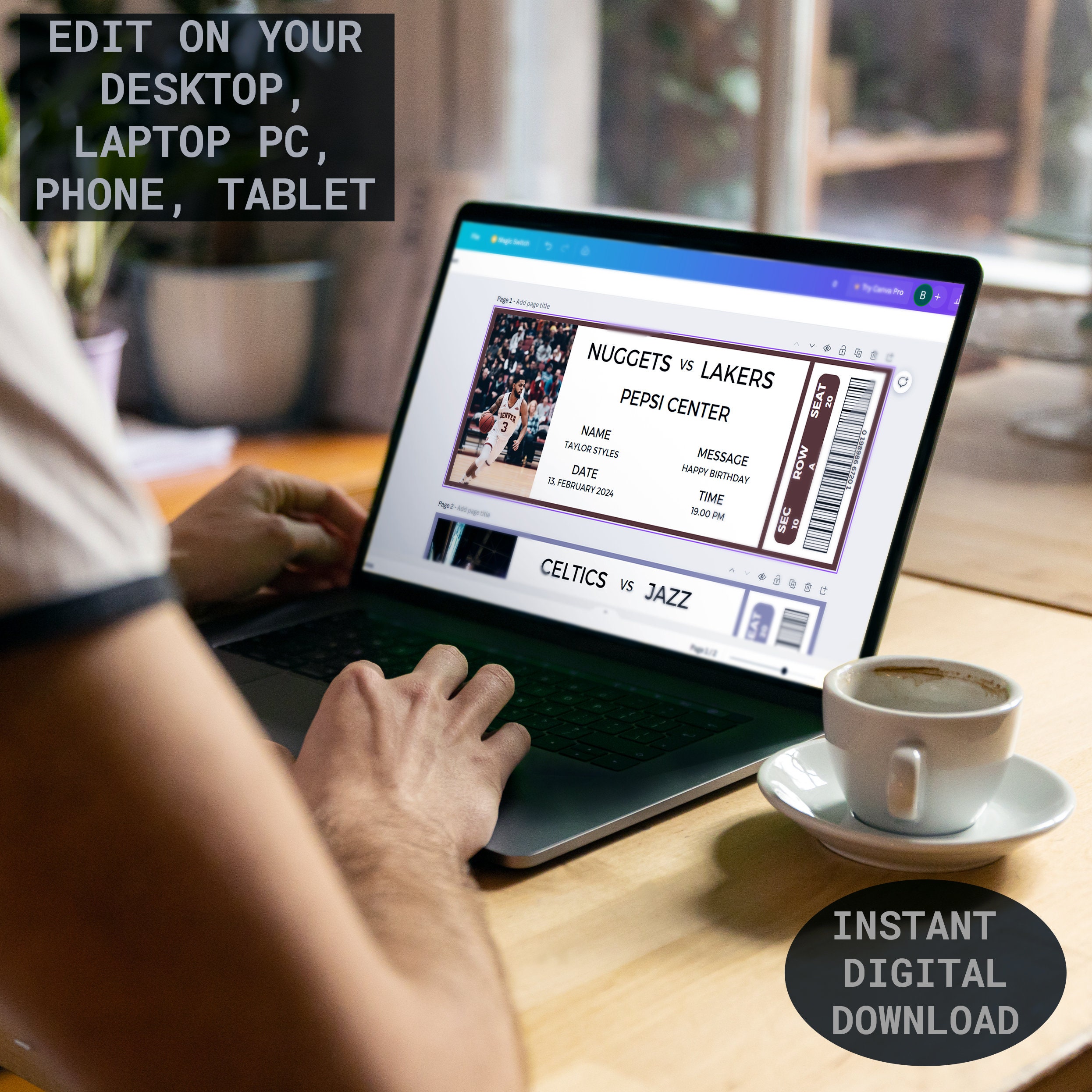 Custom Basketball Tickets Printable Basketball Tickets Canva Template ...