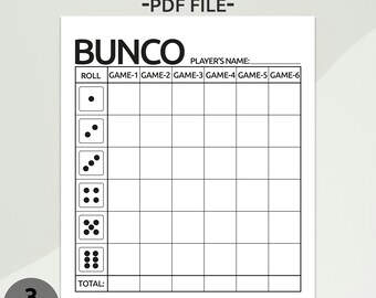 Bunco Scoresheet | Bunco Printable Scorecards | Minimalist Bunco Printable Paper | Bunco Score Pads | PDF Score Sheets | Score Cards