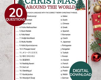 Weihnachtsspiel rund um die Welt | Druckbares Weihnachtsspiel für die Party | Weihnachtsquiz | Weihnachtsspiele für die Familie | Spiele für die Weihnachtsfeiertage