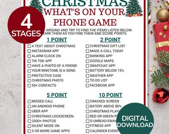 Christmas What's On Your Phone Game | Printable Christmas Party Games | Fun Christmas Activity for Teens, Adults | Christmas Office Games