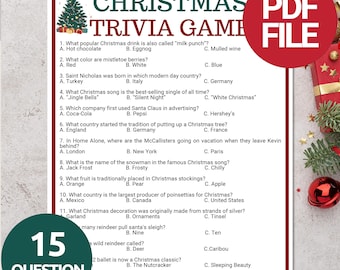 Christmas Trivia Game | Christmas Trivia Quiz Game | Holiday Trivia Party Game | Printable Christmas Game  | Fun Christmas Games for Teens
