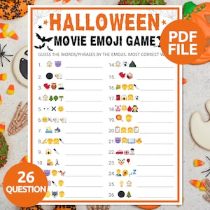 Halloween Emoji Game | Halloween Emoji Pictionary Game | Horror Movie Emoji Game | Fun Halloween Activity | Printable Halloween Party Game