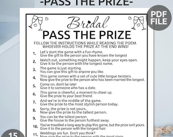 Printable Bridal Pass the Prize Game | Pass the Gift Game | Pass the Gift Poem | Bridal Shower Pass the Prize Game | Bridal Shower Activity