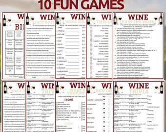 Wine Party Game Bundle | Printable 10 Wine Party Games | Wine Night Games | Wine & Cheese Party Games | Wine Tasting Games | Fun Winery Game