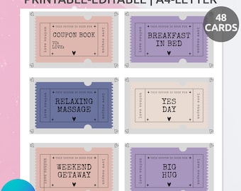 Retro Love Coupon Book | Printable Coupon Book | Printable Birthday Coupons | Coupon Book Template | Editable Love Coupon | Anniversary Gift