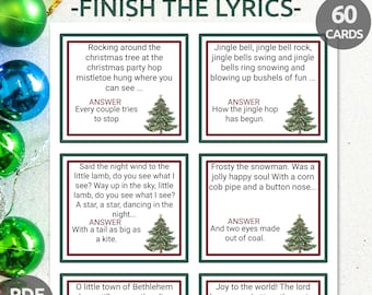 Christmas Carol Finish The Lyric Game | Christmas Song Game | Printable Christmas Game | Finish the Christmas Lyrics Game | Phrase Song Game