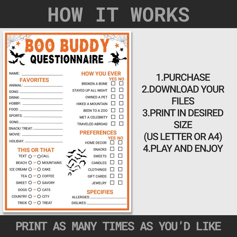 Halloween Boo Buddy Questionnaire | Printable Boo Buddies Questions ...
